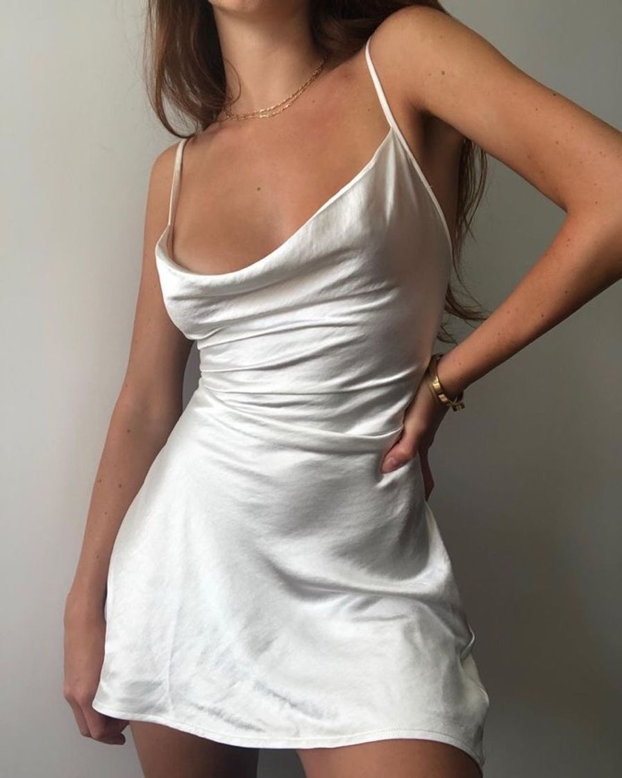 Moda Vestido branco de seda