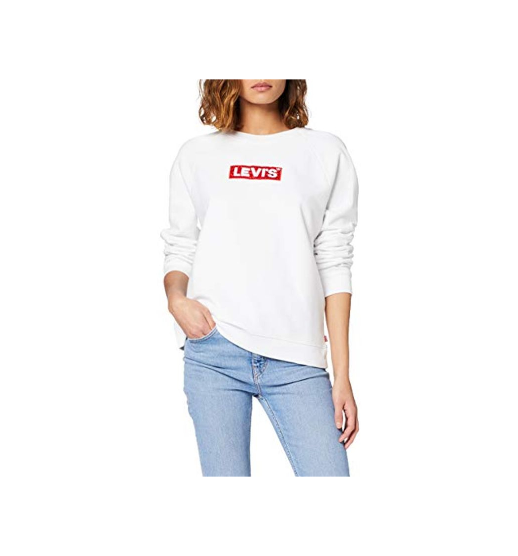 Moda Levi's Relaxed Graphic Long Sleeve Sudadera, White (Crew Box Tab White