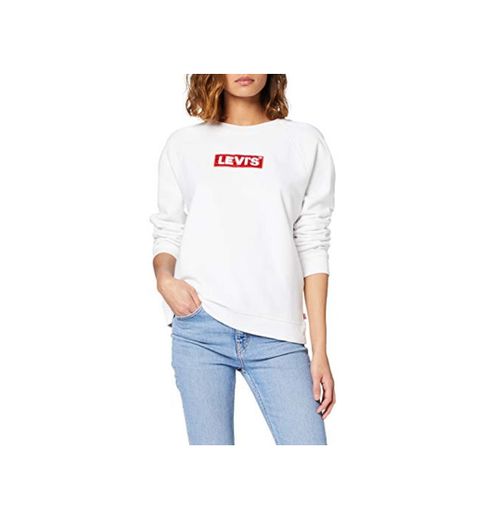 Levi's Relaxed Graphic Long Sleeve Sudadera, White (Crew Box Tab White