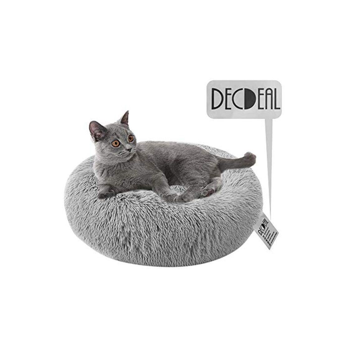 Products Decdeal Cama de Gato Donut Cama de Mascotas Perros Redonda Cómodo Suave Corto Nido de Donut con una Bola de Sisal para Animales Domésticos Cachorros para Dormir Descansar Invierno