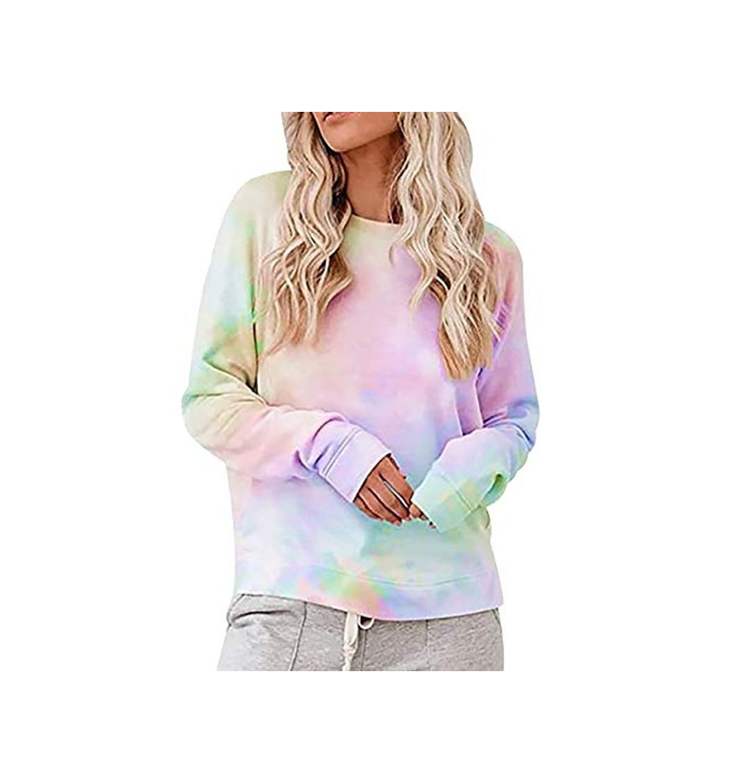 Moda Sudadera Tie Dye Mujer Sudaderas Oversize Mujer Tallas Grandes Sudaderas Adolescentes Chicas Pullover Sweatshirt Sudaderas Largas Mujeres Sudadera Mujer Básica Deporte Deportiva Ancha Arco Iris XL