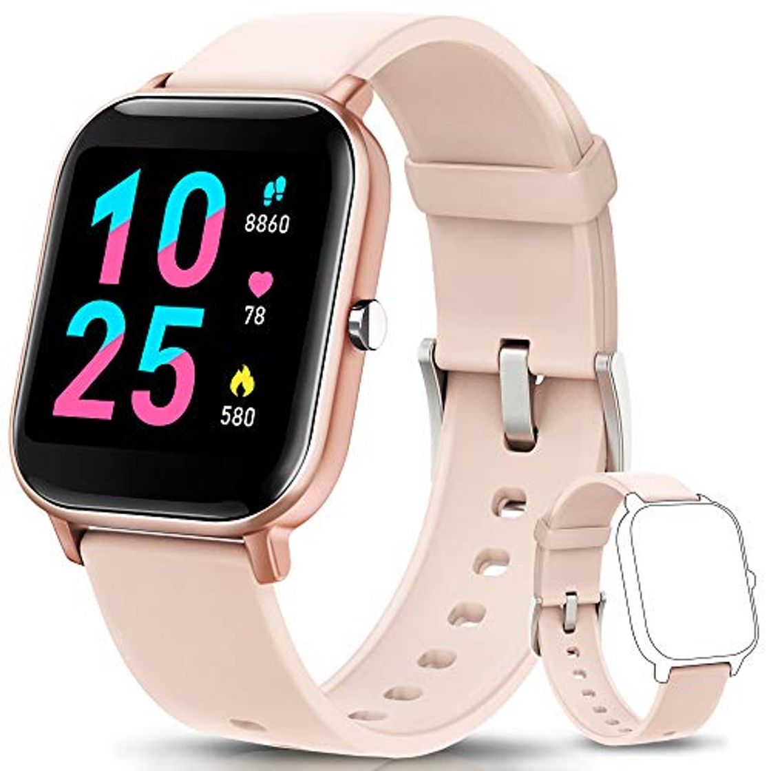 Social AIMIUVEI Smartwatch, Reloj Inteligente IP67 con Pulsómetro, Presión Arterial, 7 Modos de