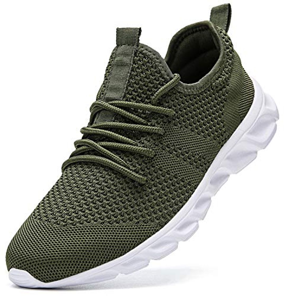 Fashion Zapatillas de Running para Hombre Casual Tenis Asfalto Zapatos Deporte Fitness Gym Correr Gimnasio Deportives Transpirables Seguridad Atlético Trekking Bambas Plataform Sneakers Verde 42 EU