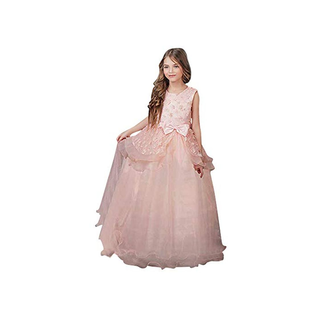 Moda riou Vestido de Princesa del Desfile con Encajes sin Mangas Falda de Fiesta para Niñas Tutu Vestidos Baile de graduación Vestido de Novia Princesa Fiesta de Cumpleaños Vesti