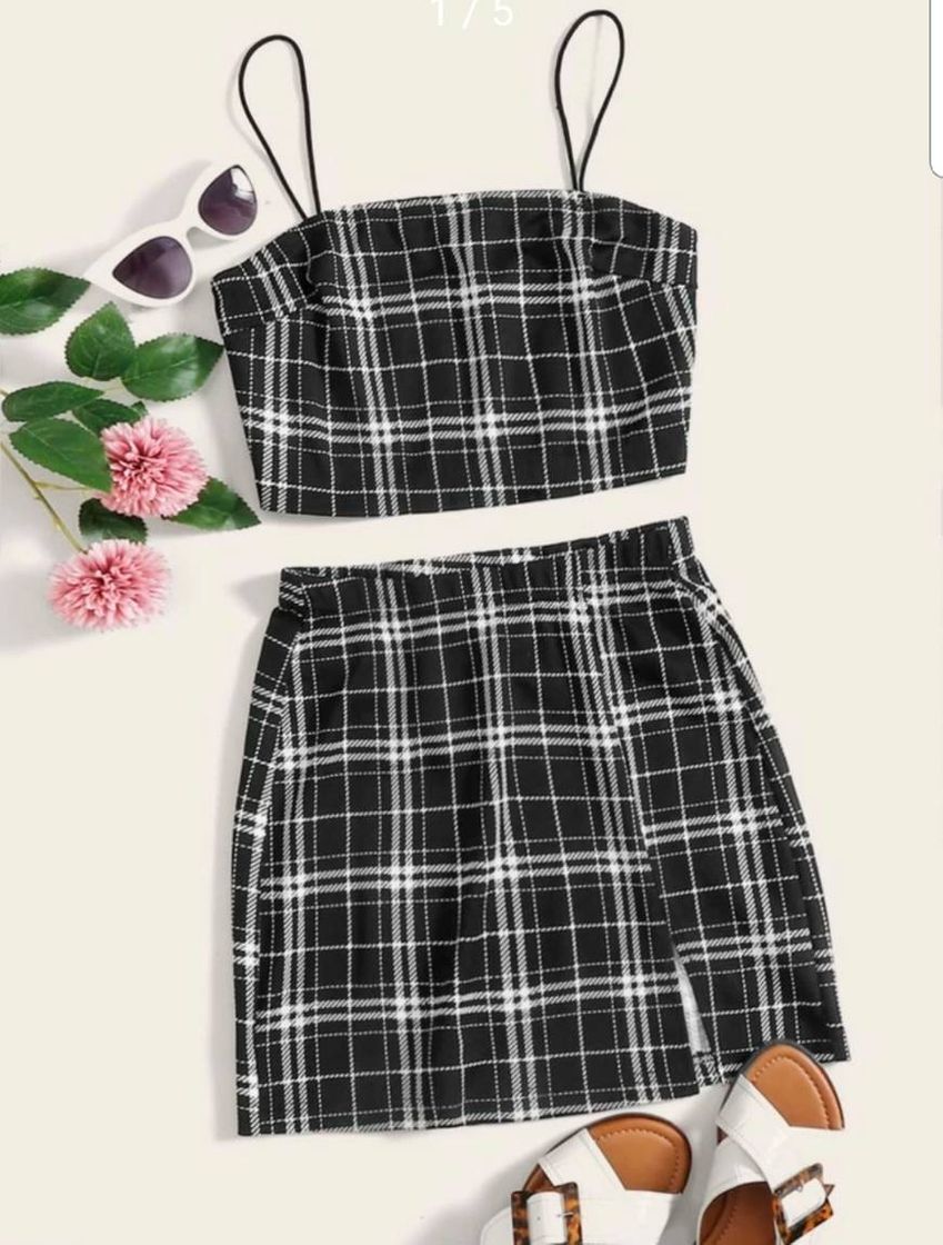 Moda Conjunto cropped e saia 🏁