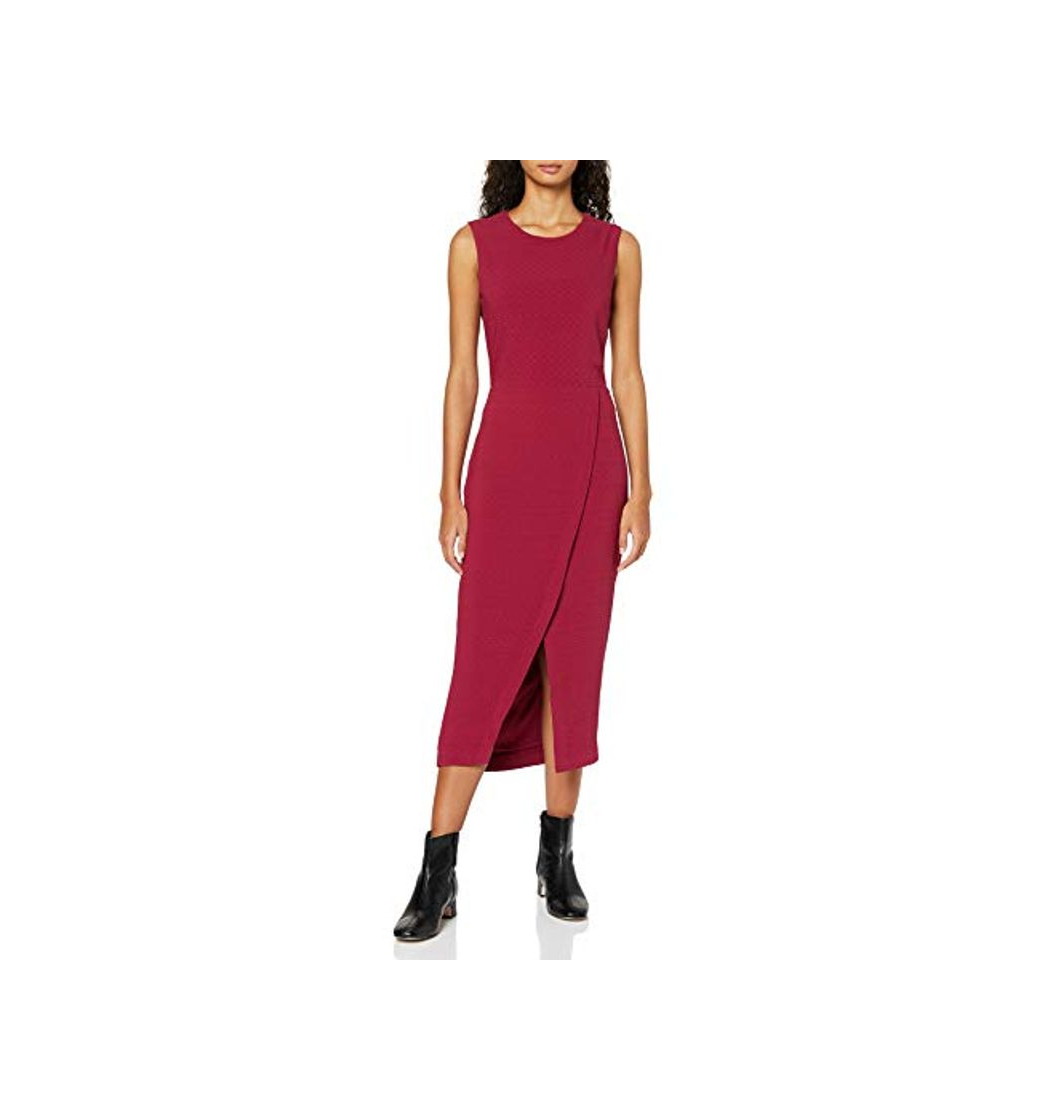 Fashion Marca Amazon - find. Vestido Midi Cruzado Mujer, Rojo