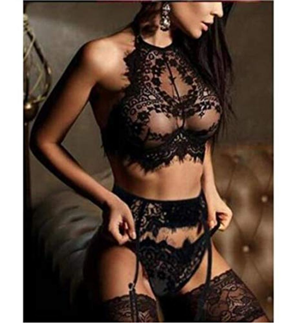 Fashion Corsés para mujer Conjuntos de lencería para mujer Conjunto de sujetador de lencería sexy para mujer de talla grande Conjunto de sujetador con encaje Babydoll Tanga Tanga Bragas Conjunto de ropa inte