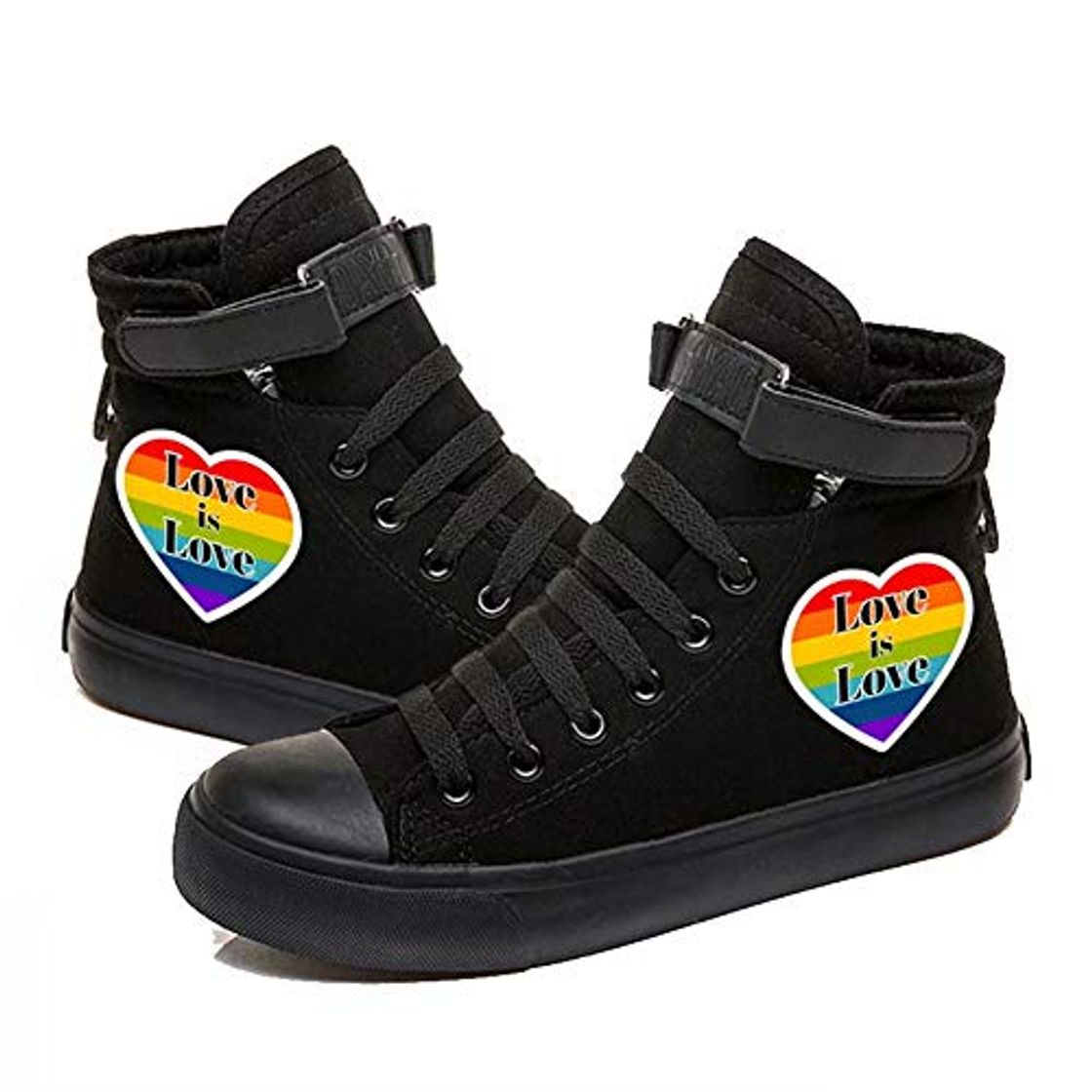 Fashion Godmoy Zapatos de lona Rainbow para mujer Zapatillas de deporte LGBT Coloridas zapatillas altas para adultos Tobilleras planas Zapatos de tenis con cordones Gay Pride