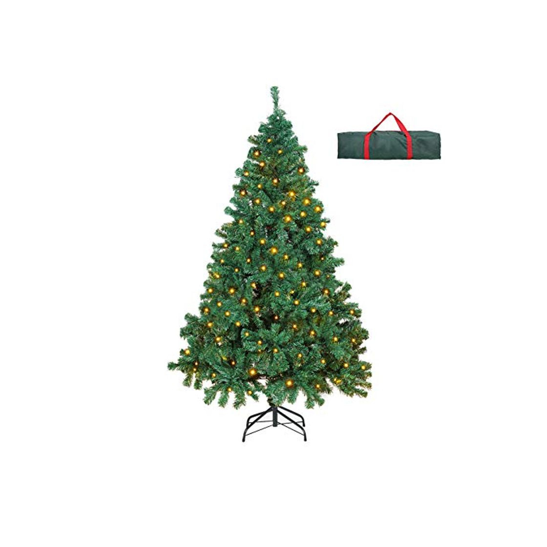 Social OUSFOT Árbol de Navidad Artificial Decoracion Navideña 182 cm con 400 Leds 8 Modos de iluminación Material PVC Natural Verde con Soporte en Metal