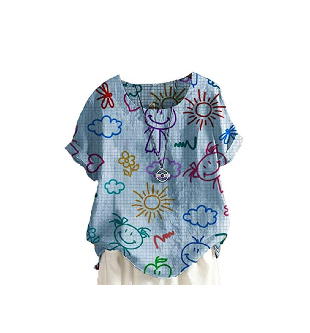 Moda Camisa de Nubes de Dibujos Animados para Mujer Blusa con Estampado gráfico