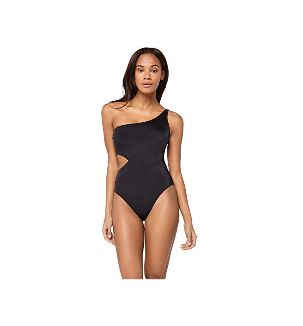 Marca Amazon - IRIS & LILLY Bañador con Aberturas Mujer, Negro