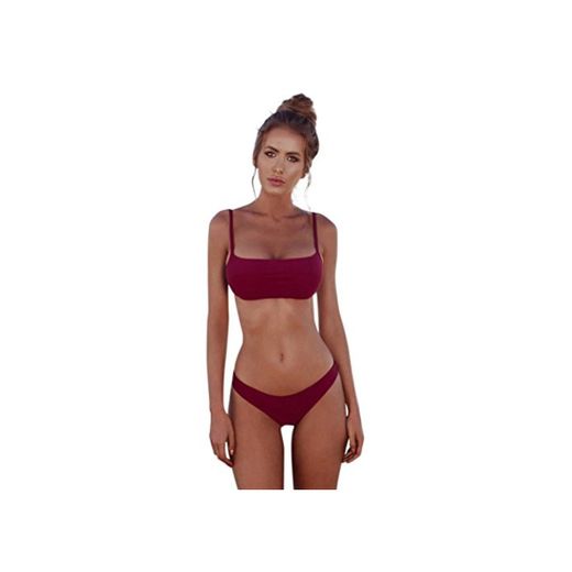 Conjunto de Bikini para Bandeau Bandeau Mujer Traje de baño brasileño Push-up