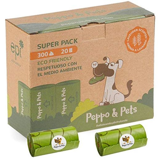 Peppo and Pets- 300 Bolsas biodegradables para excrementos de Perro