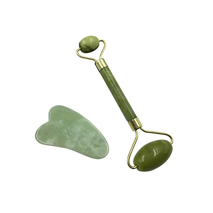 Beauty Frcolor Anti-envejecimiento Jade Roller Therapy y Gua Sha Scraping Tool Set Natural