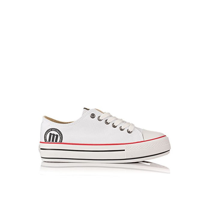 Moda Mustang Zapatilla Lona Blanca Plataforma Mujer