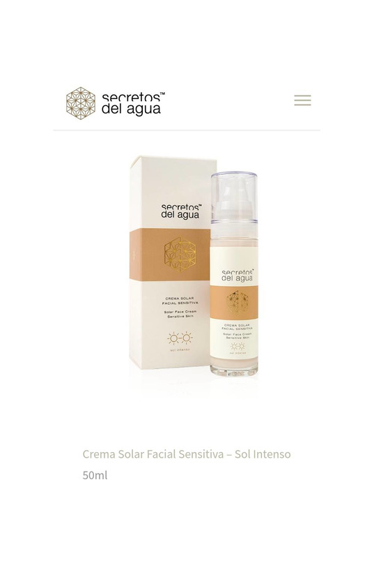 Producto Crema Solar Facial Sensitiva – Sol Intenso