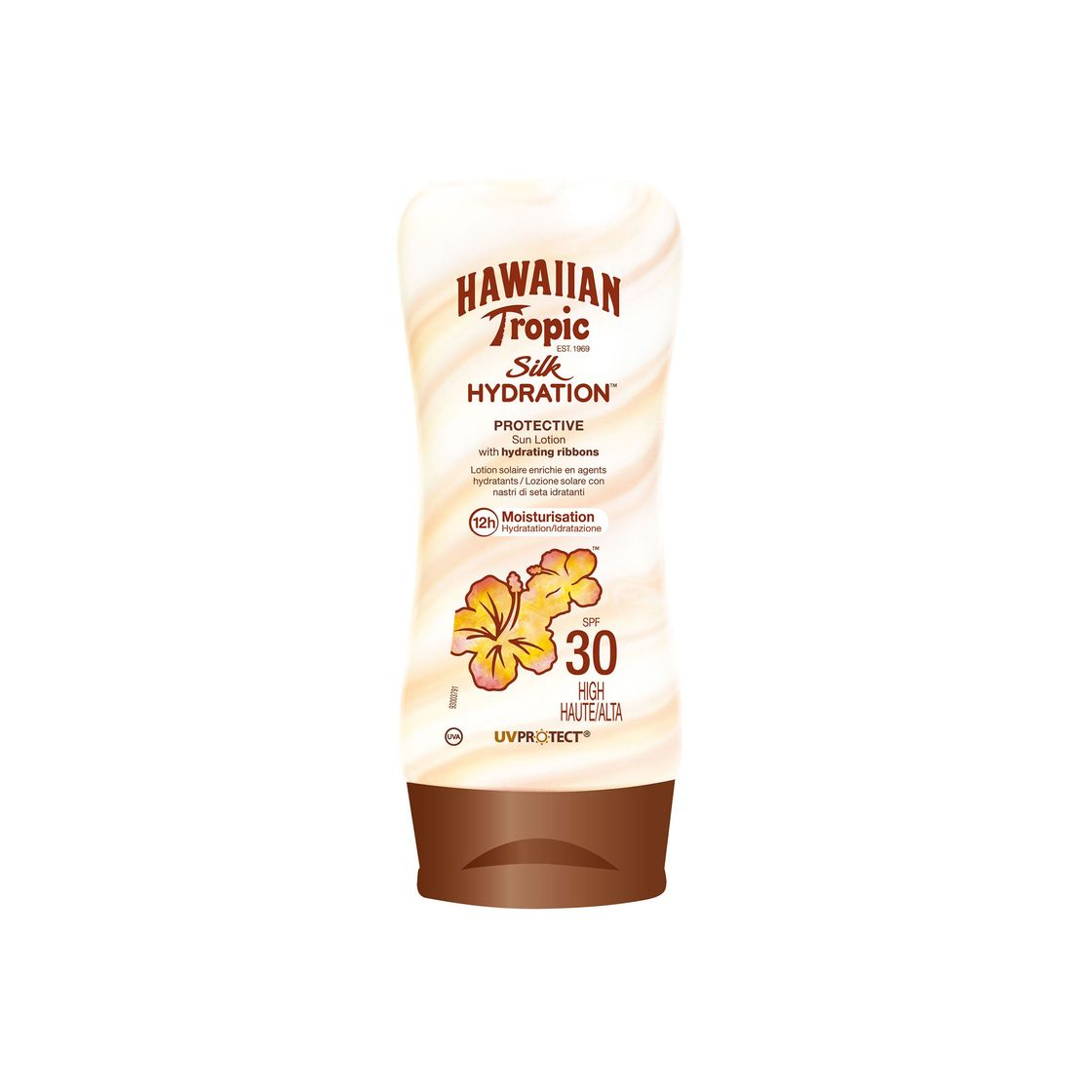 Beauty Hawaiian Tropic Silk Hydration Protective - Loción Solar Protectora con índice SPF 30 con cintas de seda hidratantes y resistente al agua, formato 180 ml