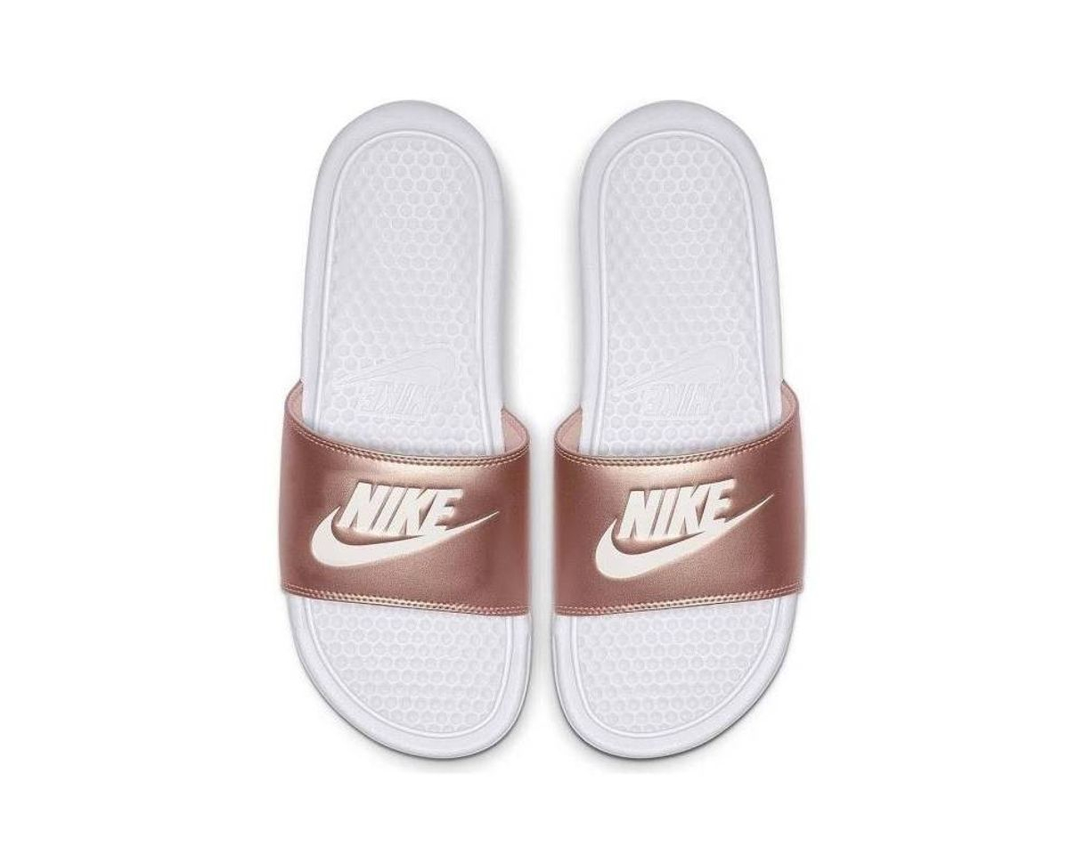 Fashion Nike Benassi Just Do It, Chanclas para Mujer, Blanco