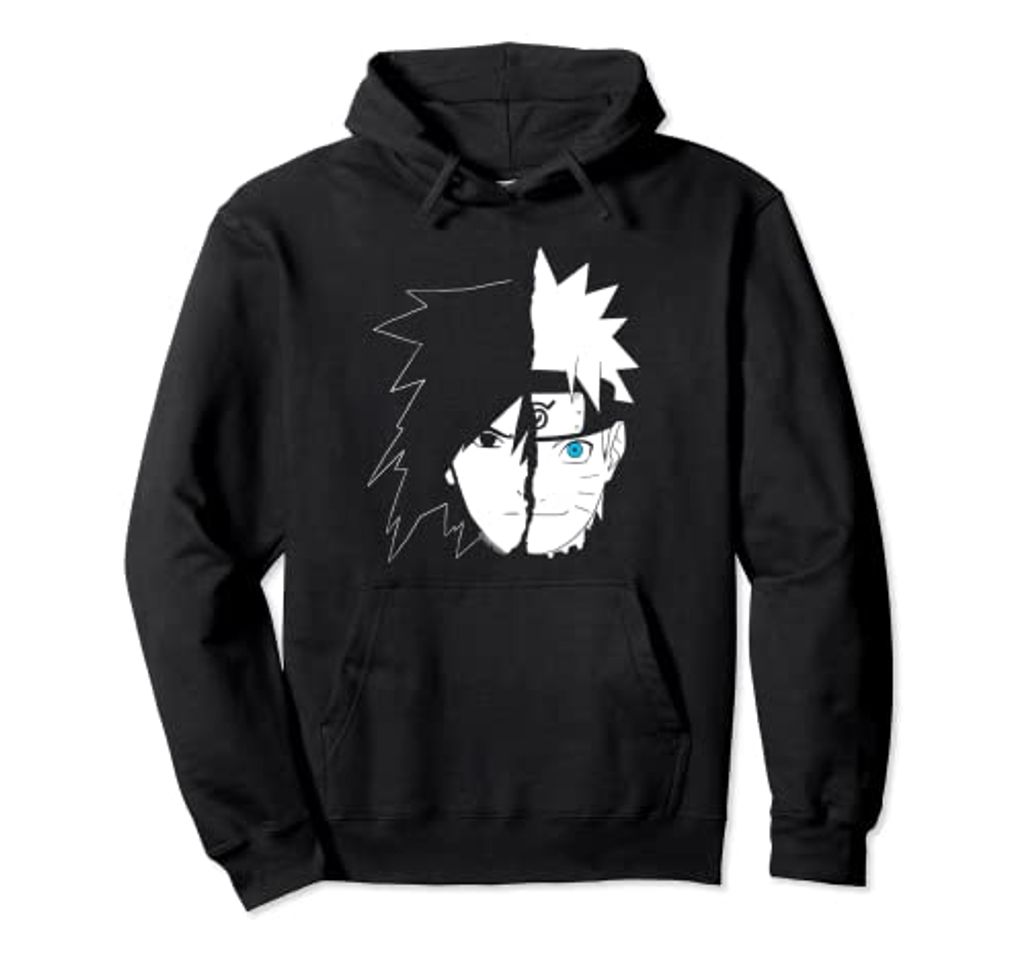 Moda Naruto Shippuden Naruto Sasuke Cara partida Sudadera con Capucha