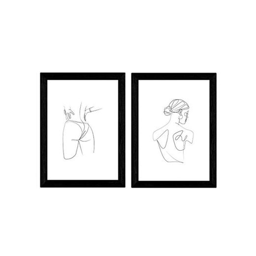 Nacnic Set de 2 láminas de Dibujos con un Solo Trazo Mujer
