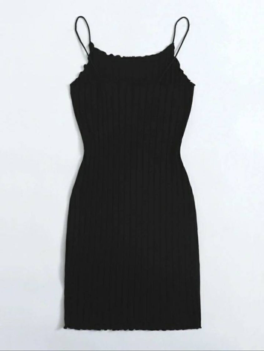 Fashion Lettuce Trim Rib-knit Bodycon Dress