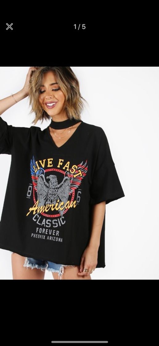 Moda Camiseta con cuello en V hombro caído oversize | SHEIN