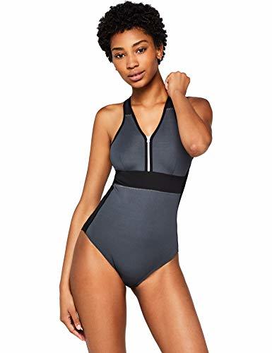 Social Marca Amazon - AURIQUE Bañador con Cremallera Mujer, Gris