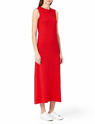 Social Marca Amazon - MERAKI Vestido Maxi Slim Fit de Algodón Mujer, Rojo
