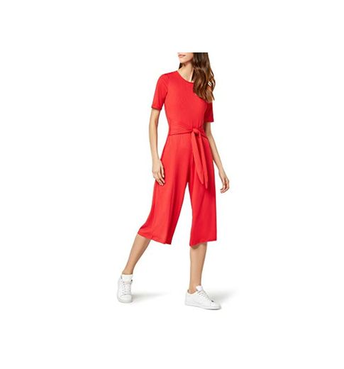 Marca Amazon - find. Rib Cropped Jumpsuit_18AMA040 - Jumpsuit Mujer, Rojo