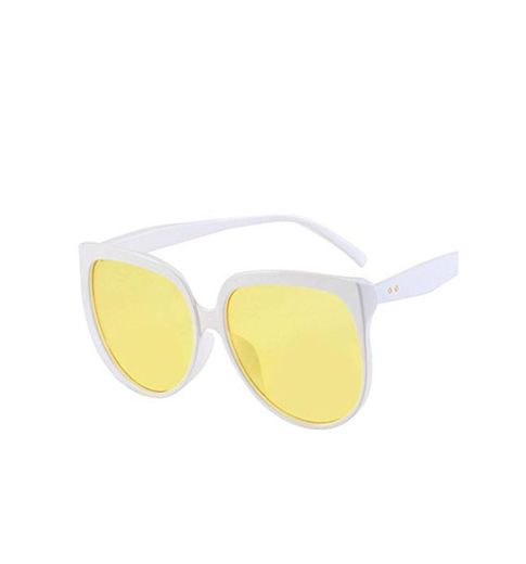 Gafa de sol Dama de la moda Gafas de sol Gafas de sol de gran tamaño Plástico Retro Espejo Gradiente Lente Mujer Gafas de sol blanco amarillo