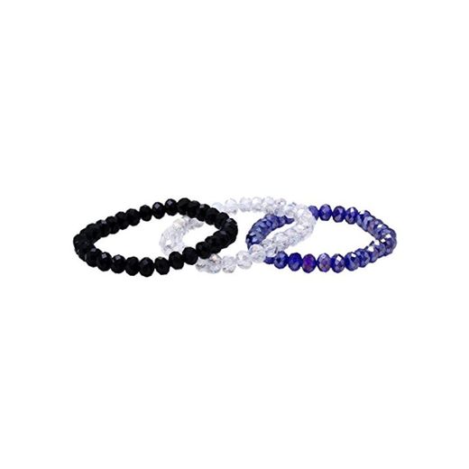 Morella Set de 3 Pulseras con Perlas de Cristal facetadas de Color