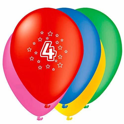 Unique Party- Globos Perlados de Látex para Cumpleaños Número 4, Paquete de