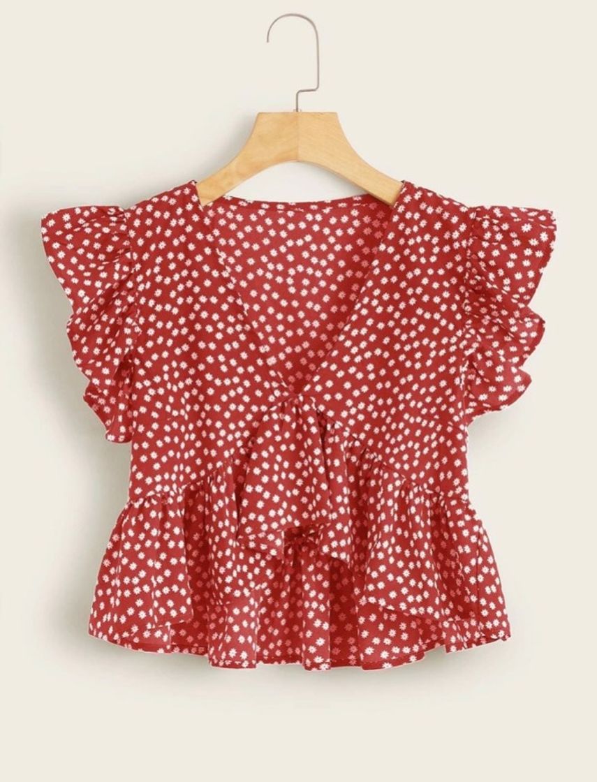 Top flores rojo