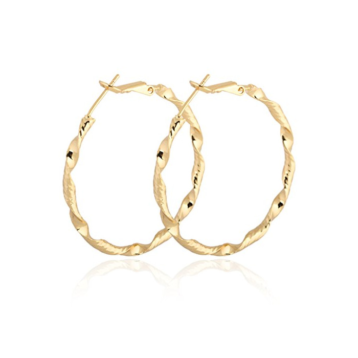 Social Yazilind elegante Vogue 14K chapado en oro trenzado Extra Grande Omega Volver