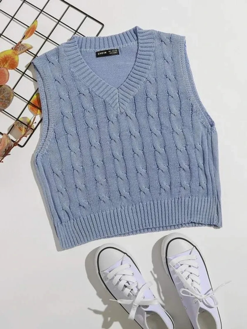 Fashion Cable Knit Sweater Vest | SHEIN USA