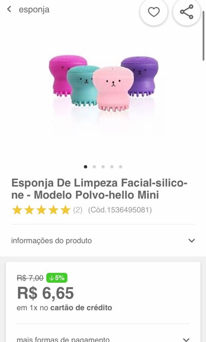 Moda Esponja de limpeza facial R$6,65