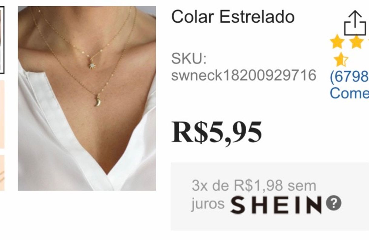 Moda Colar Estrelado | SHEIN Brasil