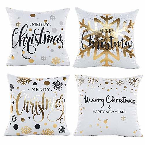 Elemento de la categoría hogar Gspirit 4 Pack Navidad Copo de Nieve Algodón Lino Throw Pillow Case