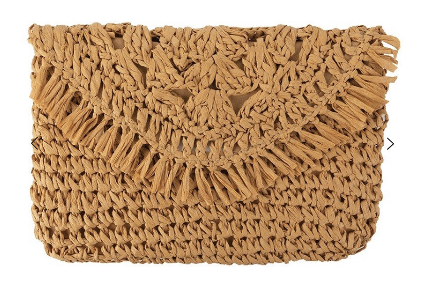 Fashion Delia Straw Clutch 