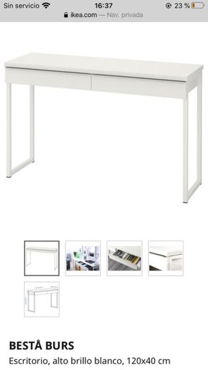 Escritorio, alto brillo blanco, 120x40 cm - IKEA