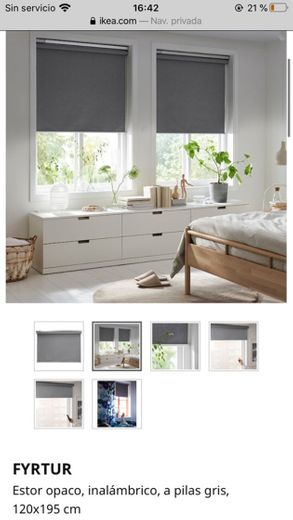  Estor opaco, inalámbrico, a pilas gris, 120x195 cm - IKEA