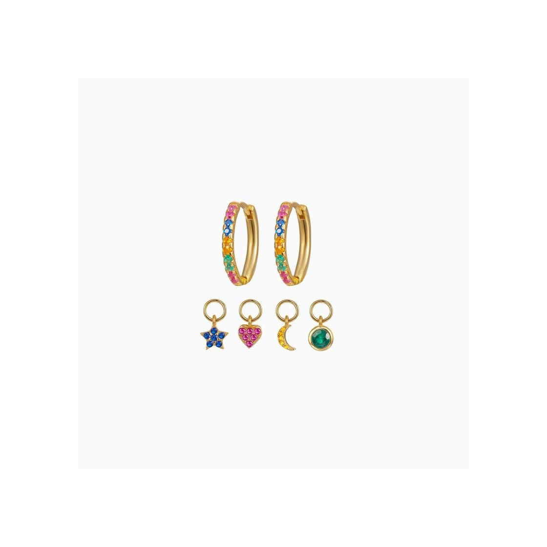 Product Pendientes 4 charms circonitas multicolor