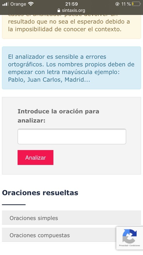 App SINTAXIS de oración simple