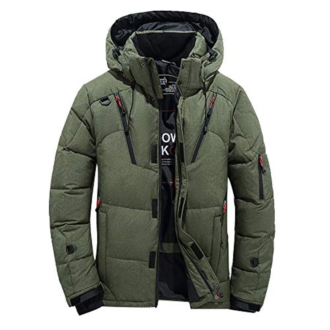 Social riou Hombre Gruesos Pato Blanco Abajo Chaqueta Invierno cálido Manga Gruesa Manga Larga con Capucha Abrigo Cremallera Tamaño Grande M~XXXXL