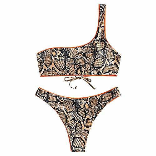 Moda ZAFUL Bikini Set Reversible con Relleno Estampado de Serpiente para Mujer 2019