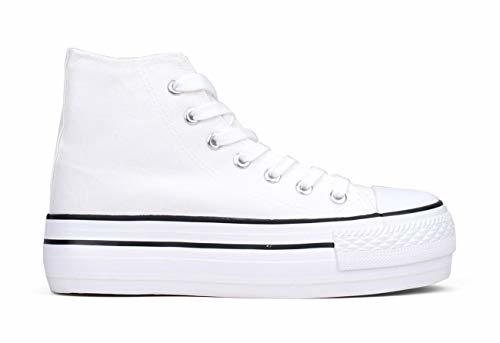 Moda Zapatillas Textil PU 39101 IRIA Blanco 36