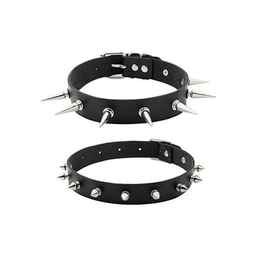 PU Cuero Punk Remache Collar