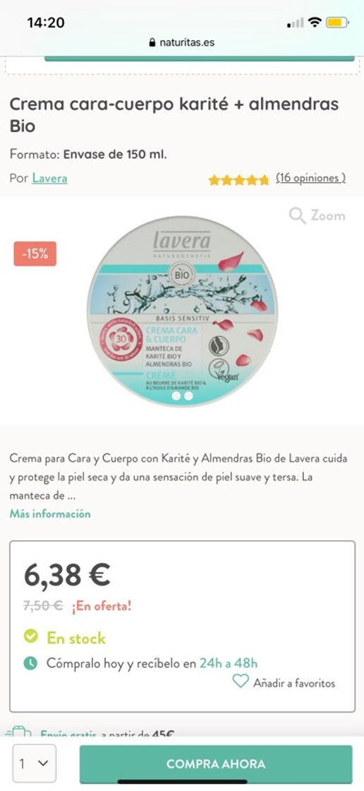 Producto Crema corporal