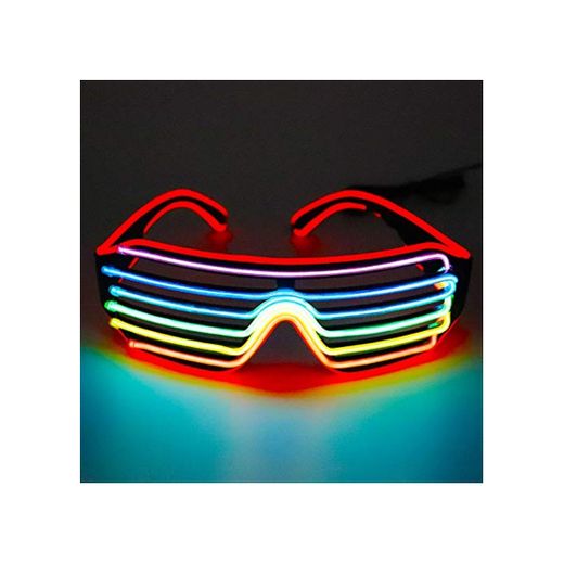 Lixada Gafas LED Luz Gafas para Fiestas 3 Colores Opcional Lluminar El Alambre Gafas de Neón Centelleo Brillante Club de Fiesta Bar Vacaciones Gafas Decorativas