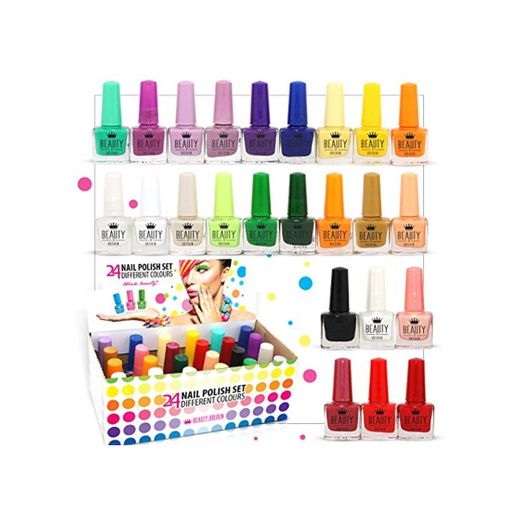 Set De 24 Esmalte De Uñas 24 Colores Diferentes Botella Moderna De